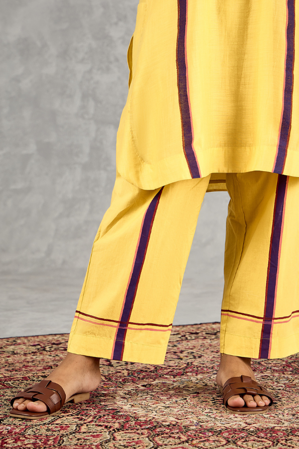 OLIVE YELLOW THREE COLOUR STRIPE PANT