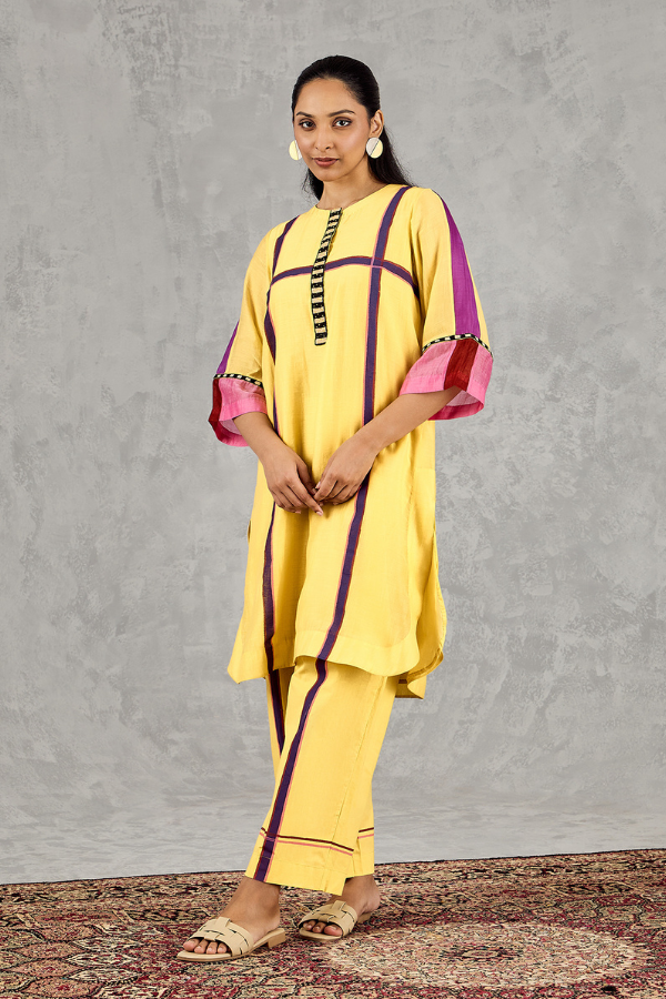 OLIVE YELLOW THREE COLOUR STRIPE PANT