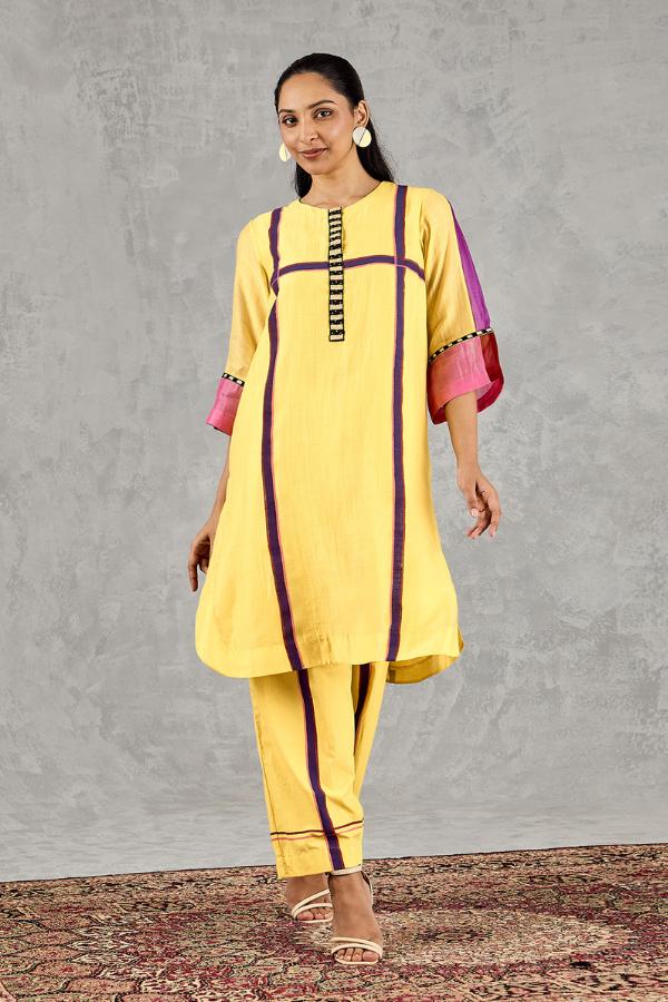 OLIVE YELLOW THREE COLOUR STRIPE TUNIC