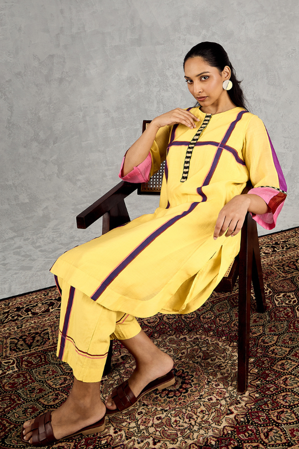 OLIVE YELLOW THREE COLOUR STRIPE TUNIC