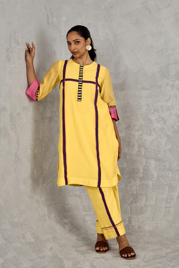 OLIVE YELLOW THREE COLOUR STRIPE TUNIC