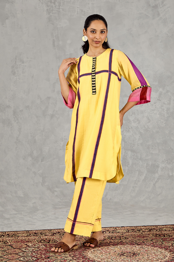 OLIVE YELLOW THREE COLOUR STRIPE TUNIC