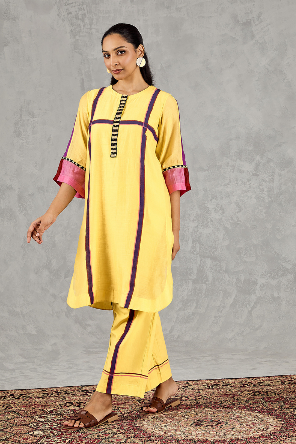 OLIVE YELLOW THREE COLOUR STRIPE TUNIC