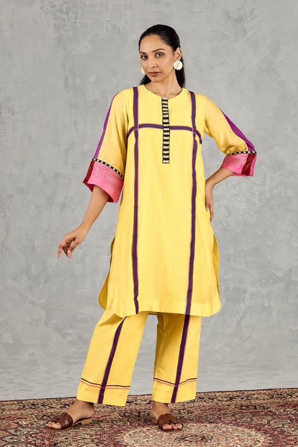 OLIVE YELLOW THREE COLOUR STRIPE PANT