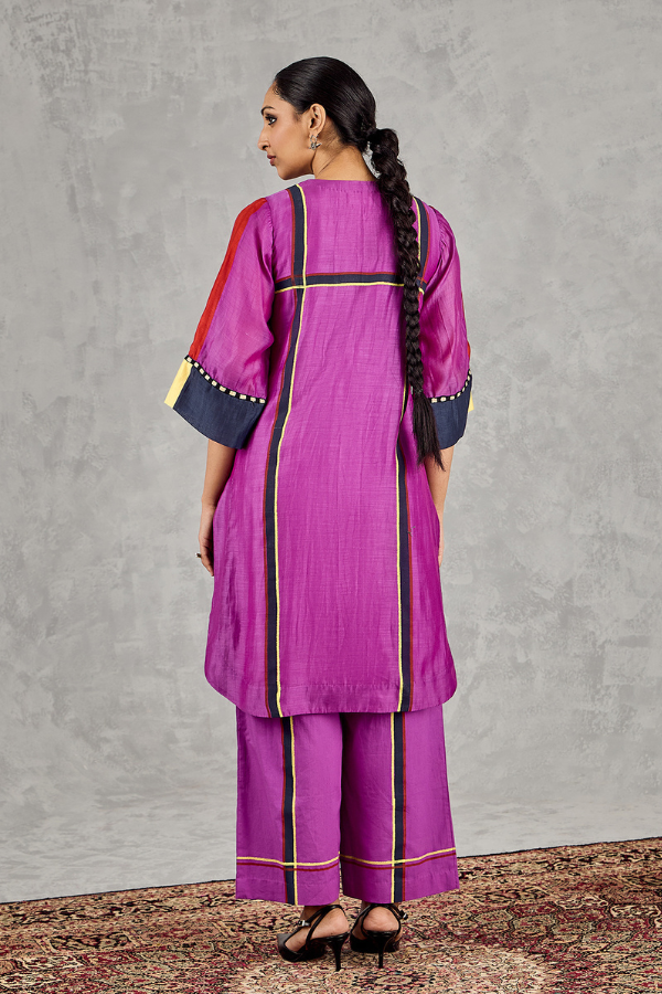 PURPLE THREE COLOUR STRIPE PANT