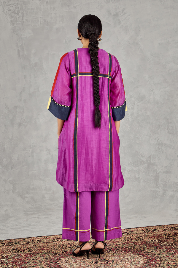 PURPLE THREE COLOUR STRIPE TUNIC