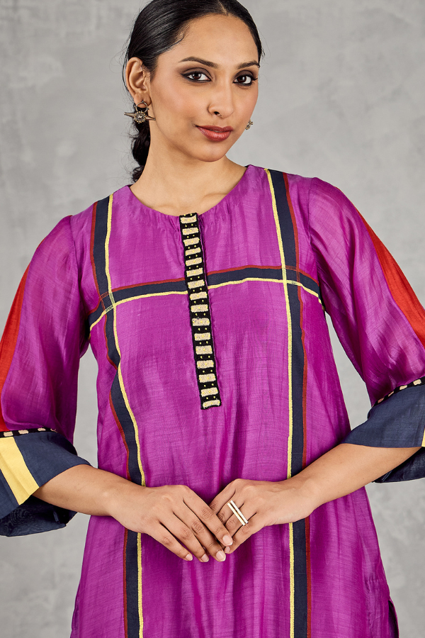 PURPLE THREE COLOUR STRIPE TUNIC