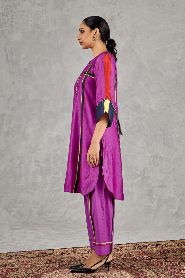 PURPLE THREE COLOUR STRIPE TUNIC