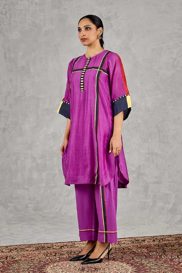 PURPLE THREE COLOUR STRIPE TUNIC