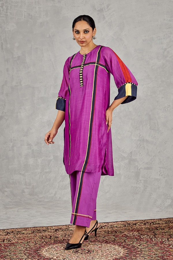 PURPLE THREE COLOUR STRIPE TUNIC