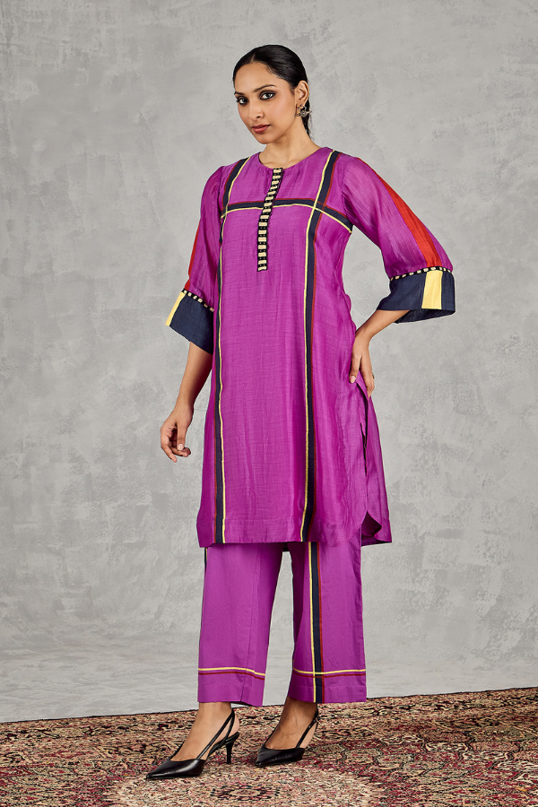 PURPLE THREE COLOUR STRIPE TUNIC
