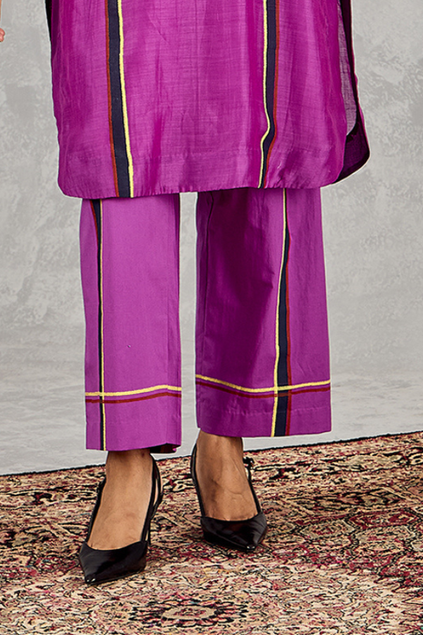 PURPLE THREE COLOUR STRIPE PANT