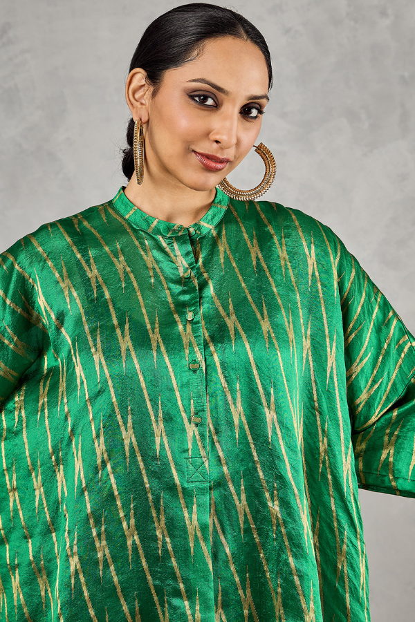 GREEN ZIG-ZIG NAMAH TUNIC