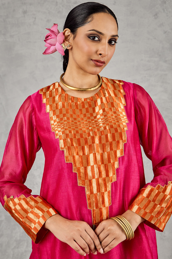HOT PINK/ORANGE PATCH KURTA