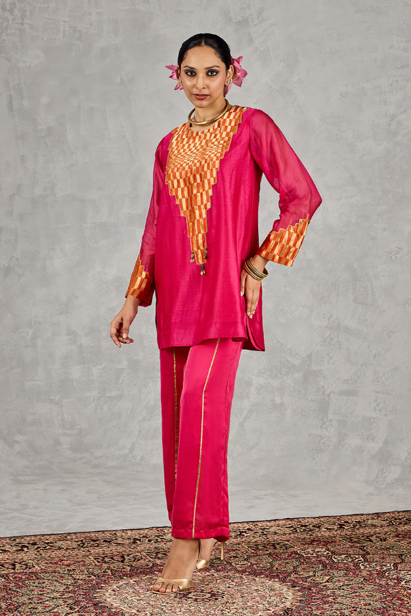 HOT PINK/ORANGE PATCH KURTA