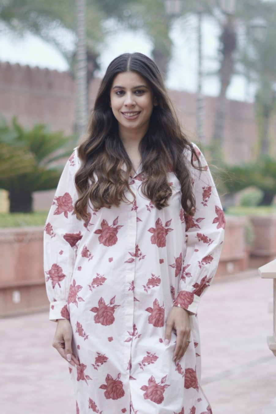 VINTAGE ROSE: COTTON LONG SHIRT CO-ORD SET