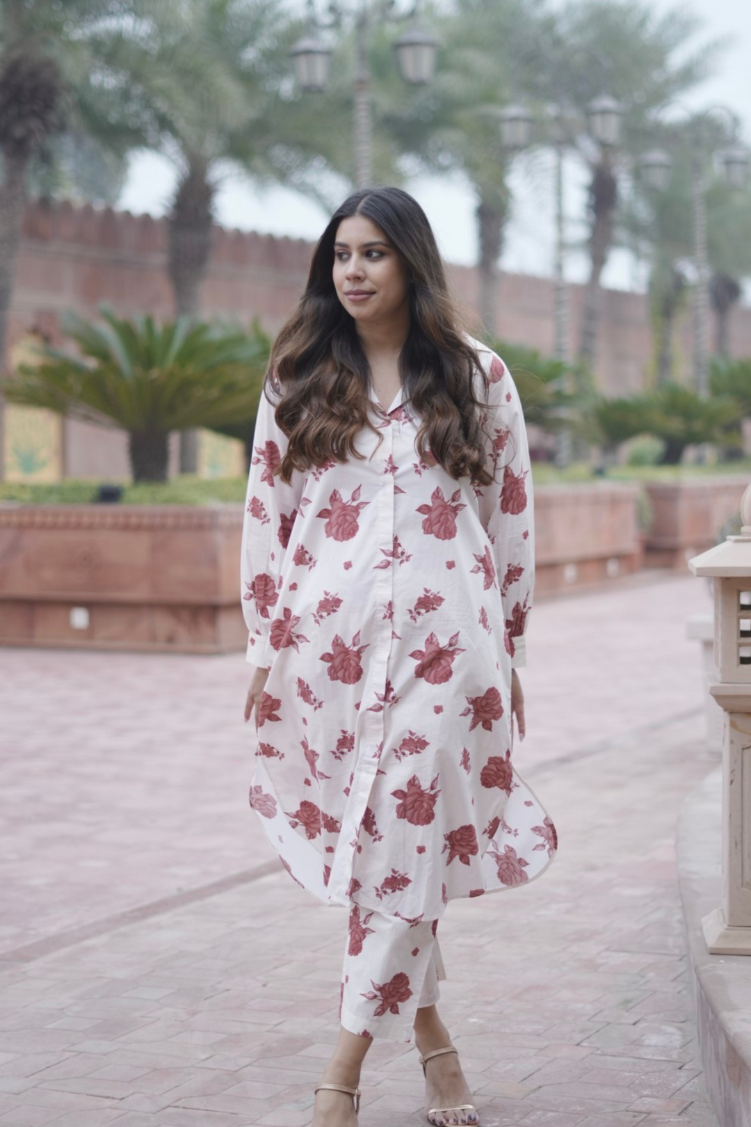 VINTAGE ROSE: COTTON LONG SHIRT CO-ORD SET