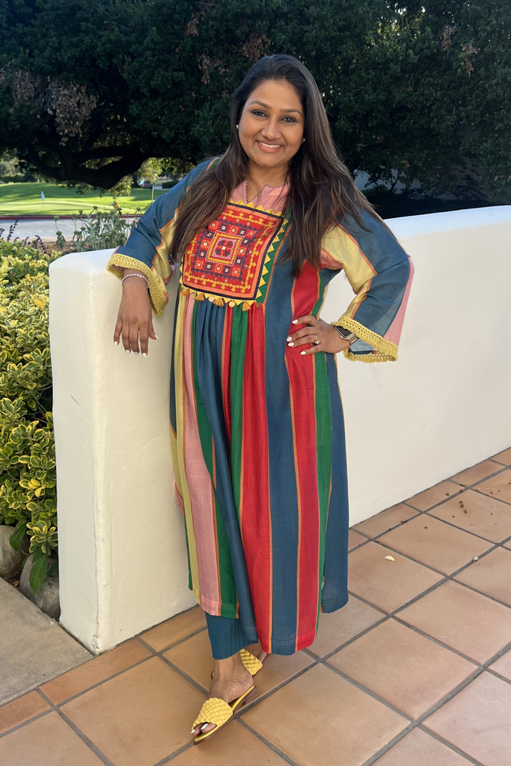 Multicolor Striped Kurta With Pants