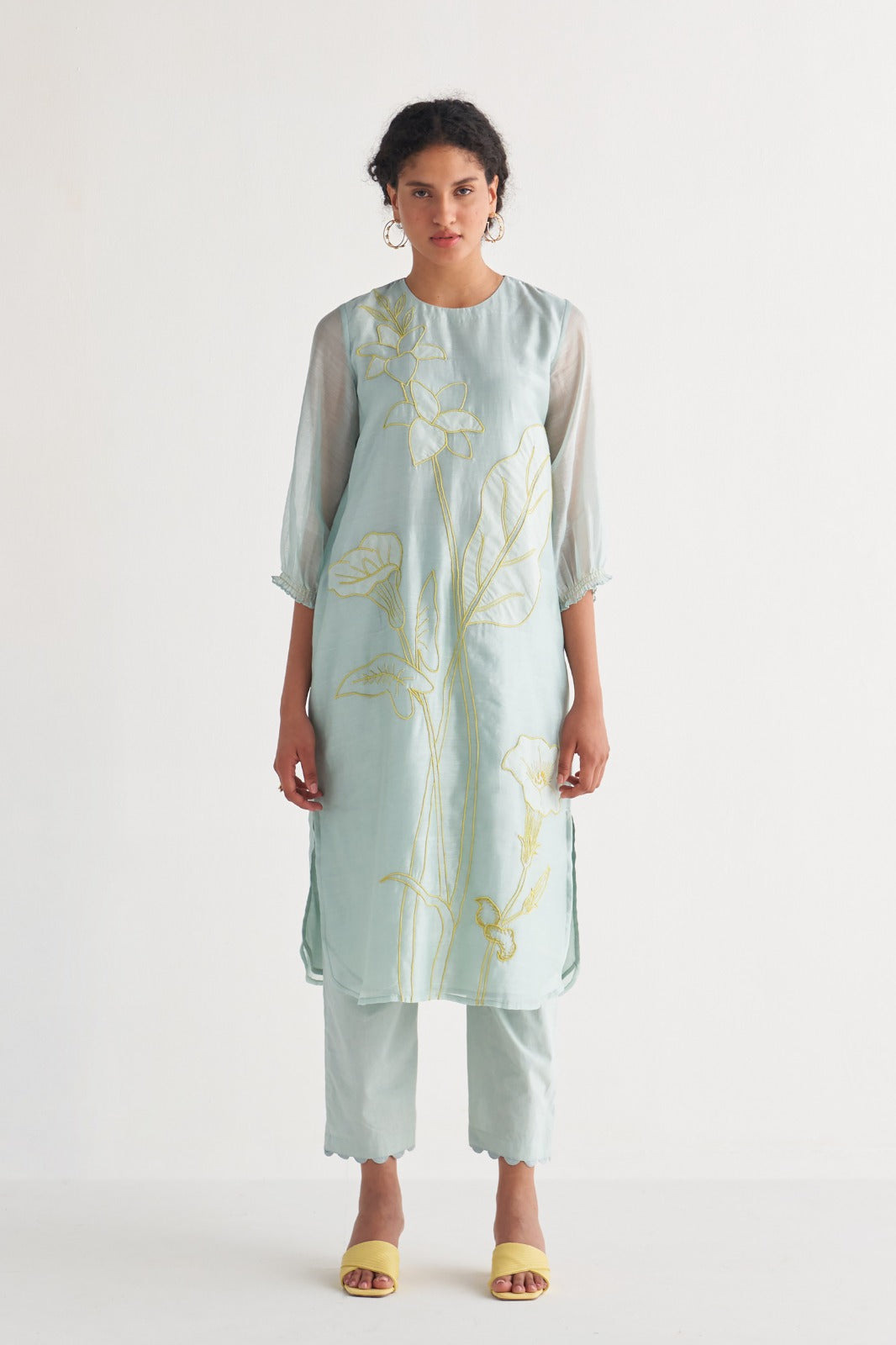 Powder Blue Pants with Scalloped Lace – SHIVANI BHARGAVA