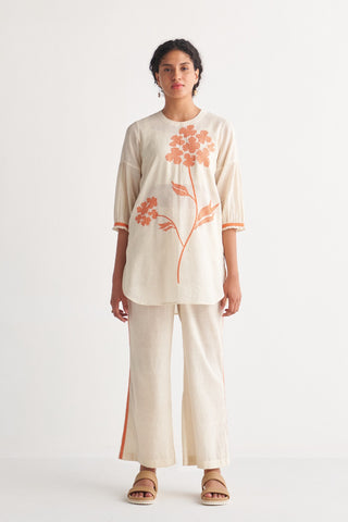 Orange Florence Cross-stitch Off-white top
