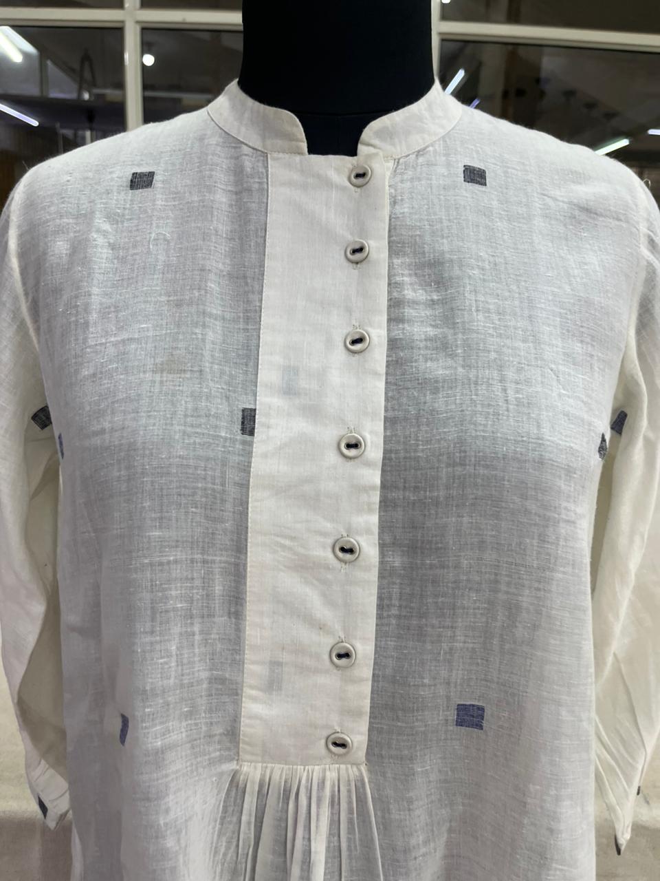 White Cotton Dobby Tunic