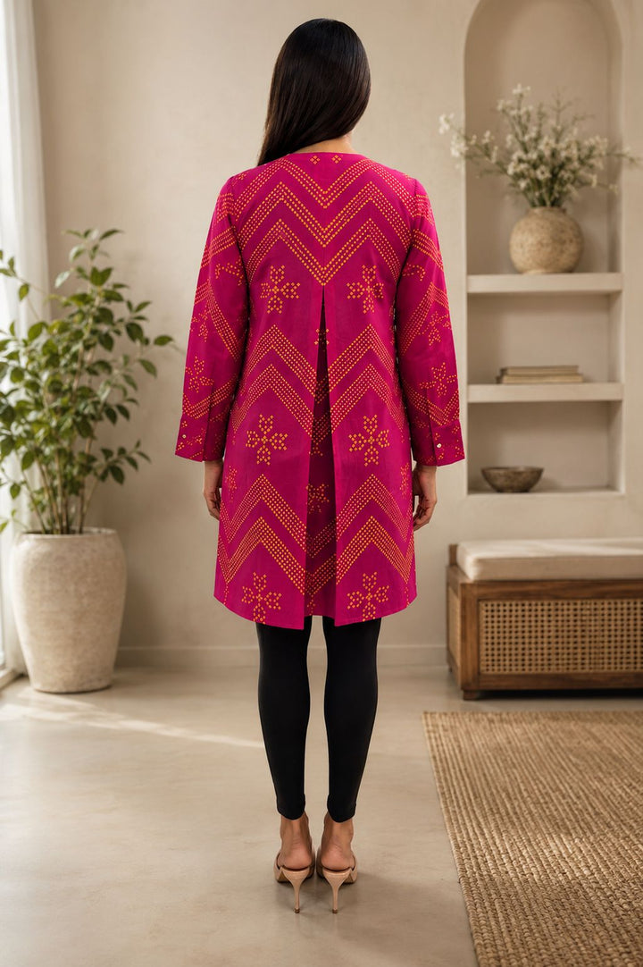 Fuchsia Printed High - Low Tunic