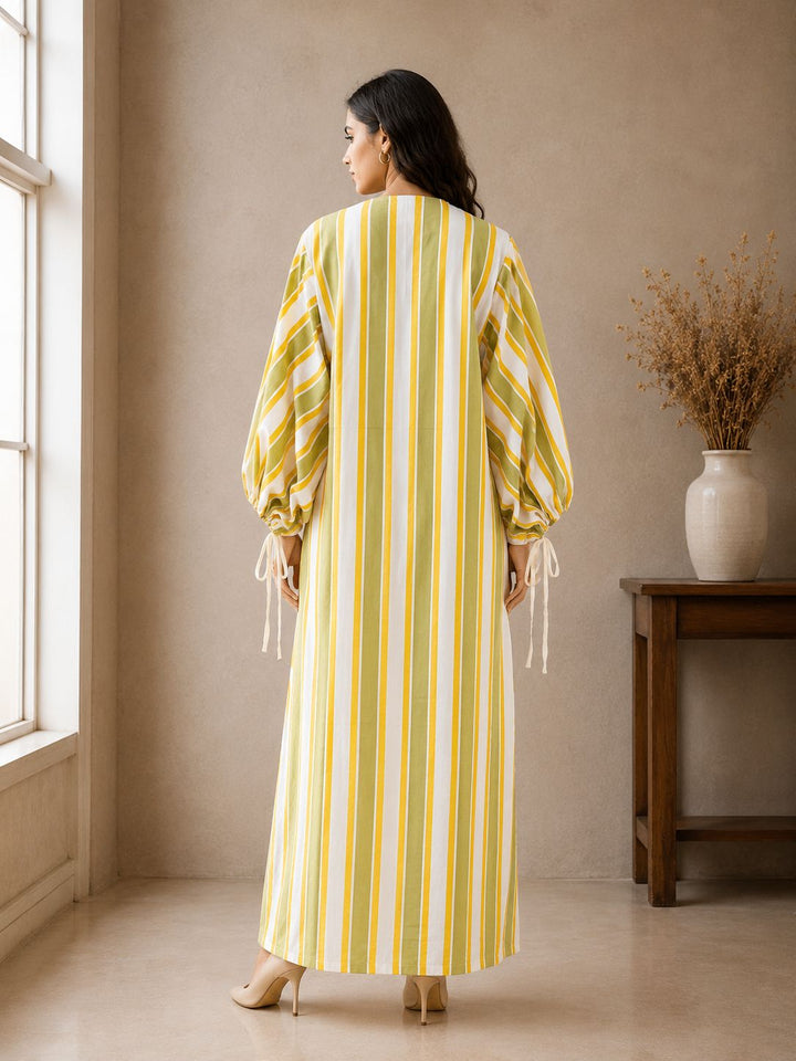 Lemon Yellow Stripe Cotton Dress
