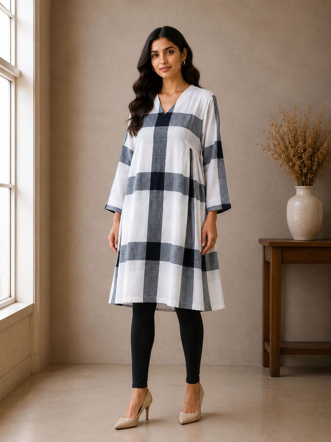 Black & White Cotton checked Tunic