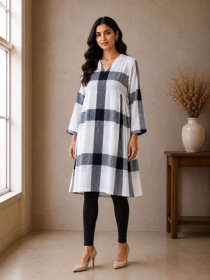 Black & White Cotton checked Tunic