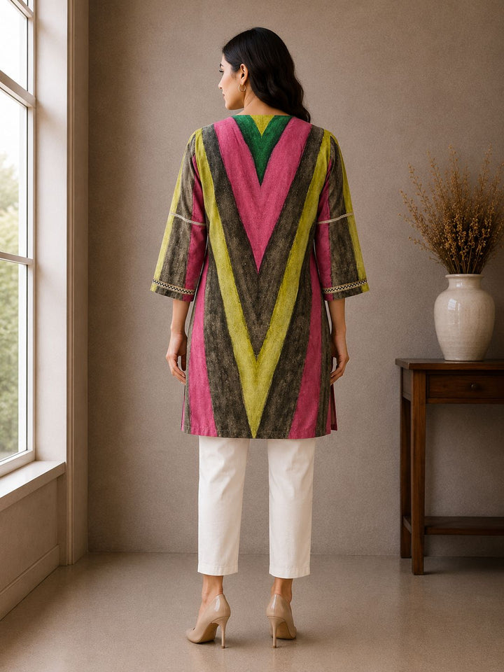 Multicolor Chevron Short Kurta