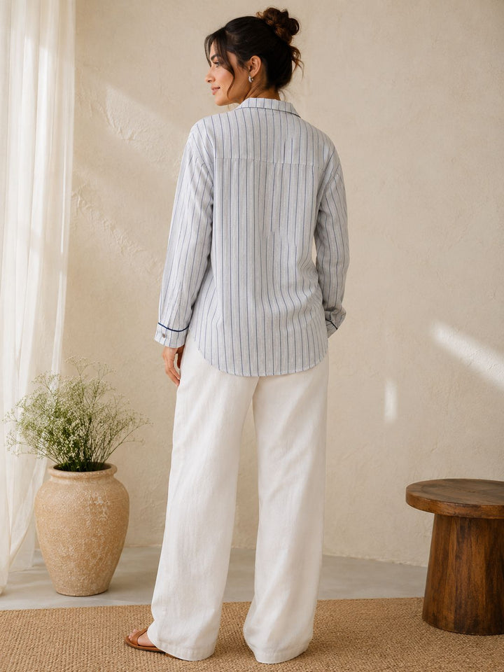 Blue Stripe Button-Down Shirt