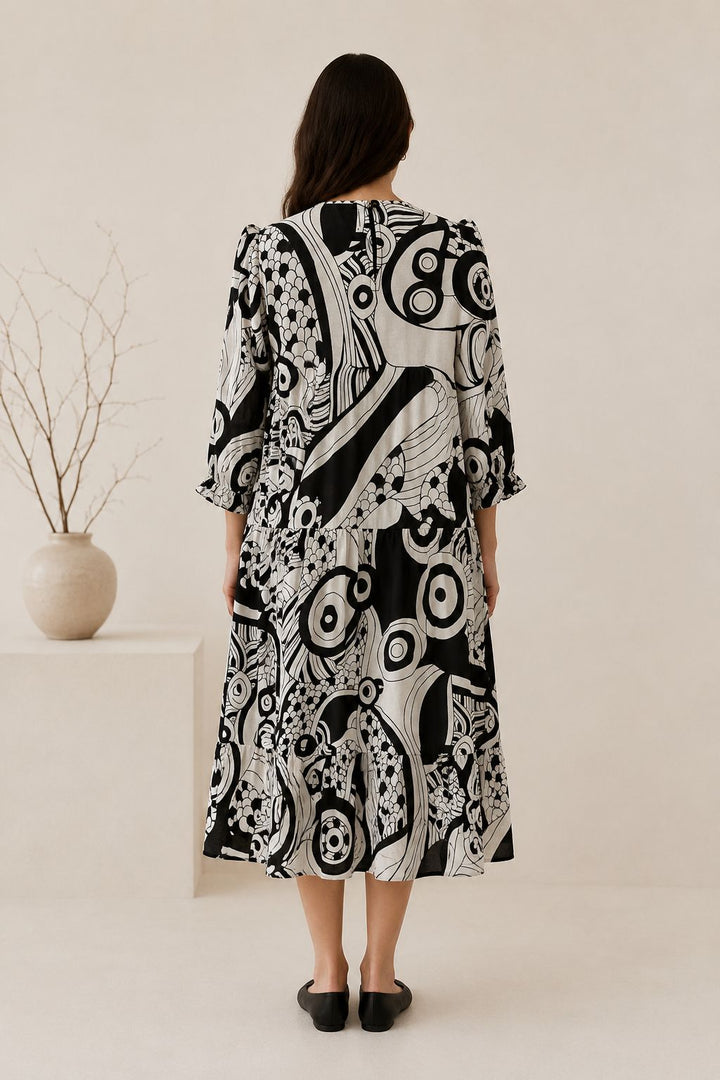 Mono Muse Black & White Cotton Dress