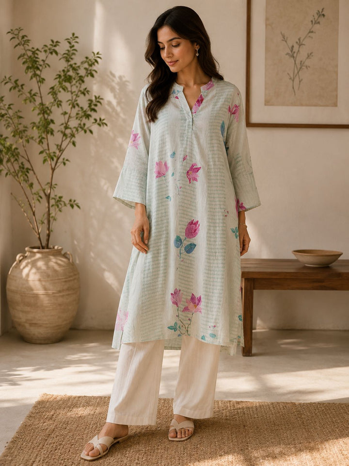 Mint linen A- Line Kurta