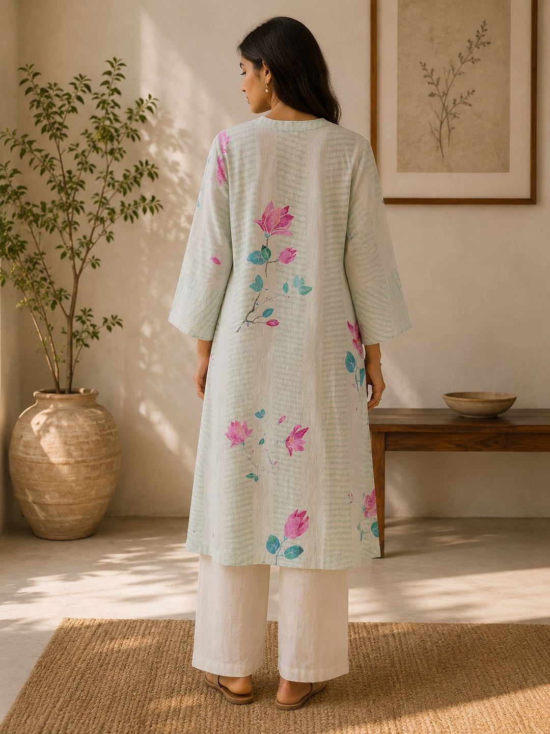 Mint linen A- Line Kurta