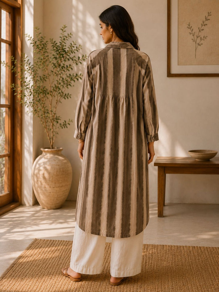 Saavana Taupe Printed Rustic Dress