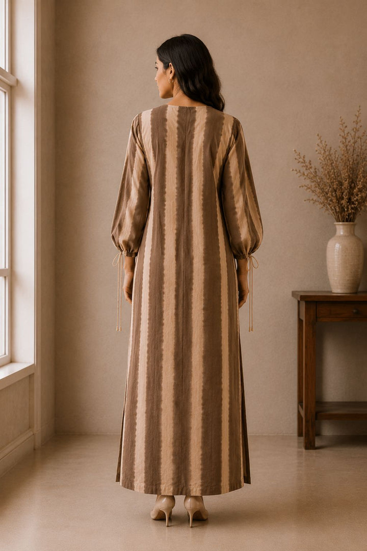 Brown Vertical Stripe Dress