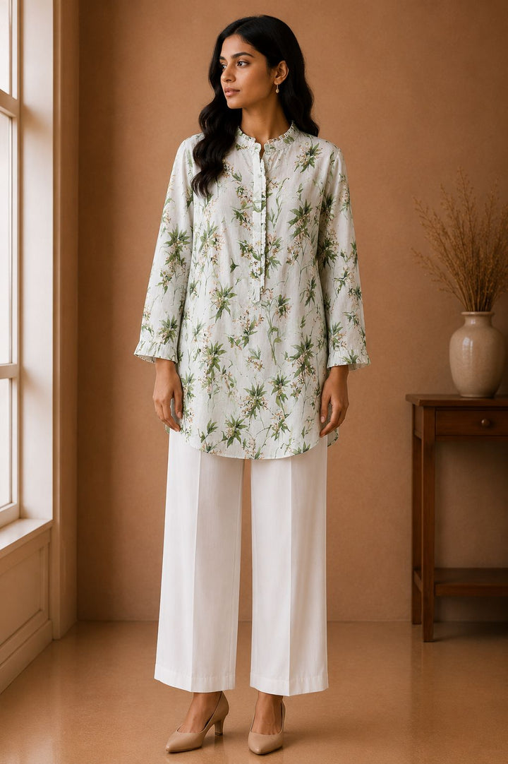Botanical White Cotton Shirt