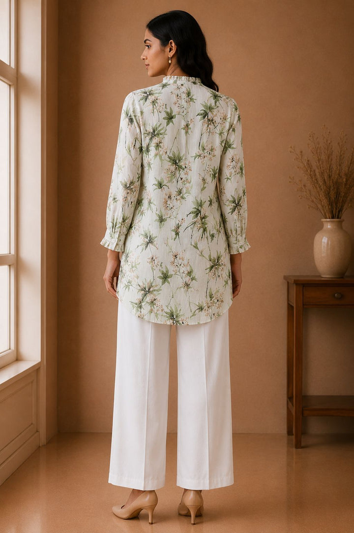 Botanical White Cotton Shirt