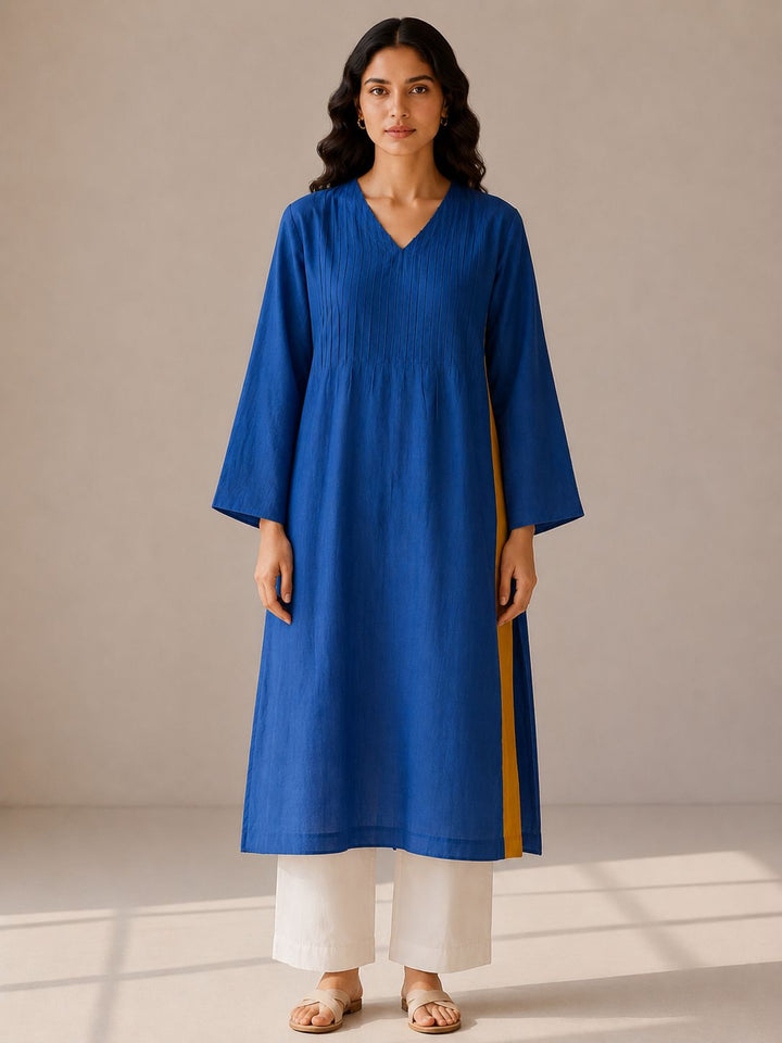 Cotton Silk Color Block Choga Kurta