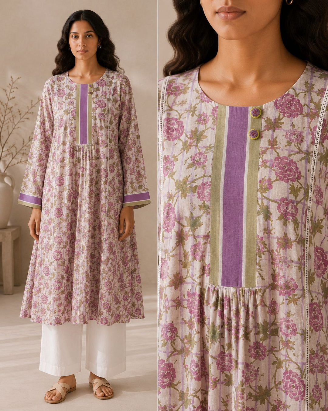 Blush Bloom Cotton Kurta