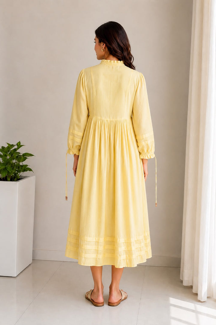 Lemon yellow gathered Cotton Tunic
