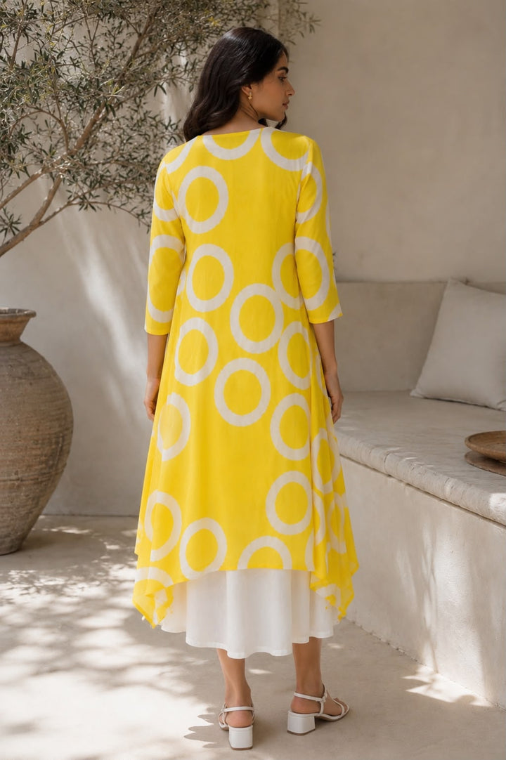 Lemon yellow  Cotton long kurta