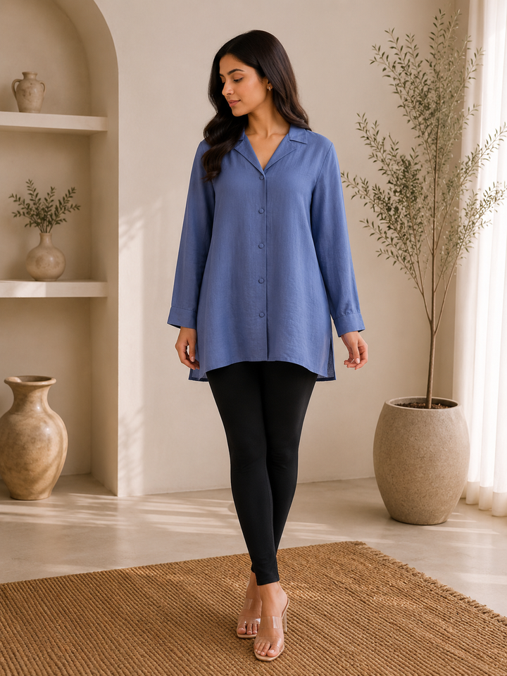 Ocean Blue Button - Down Shirt