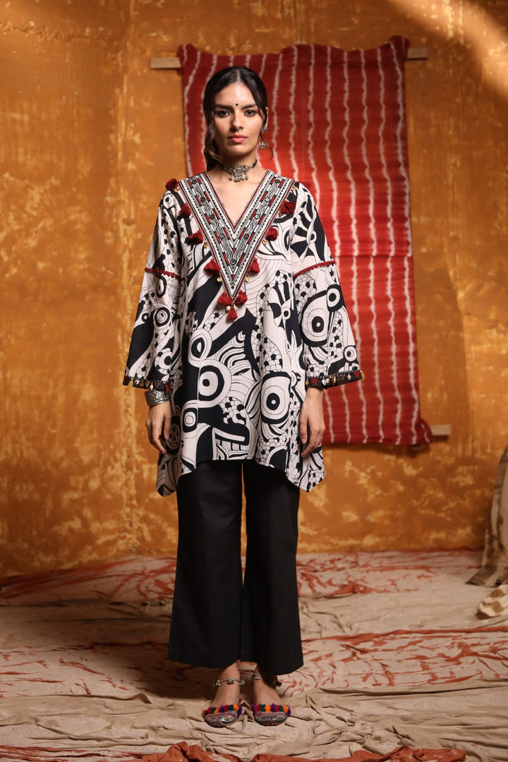 Black Cotton Flair Pants