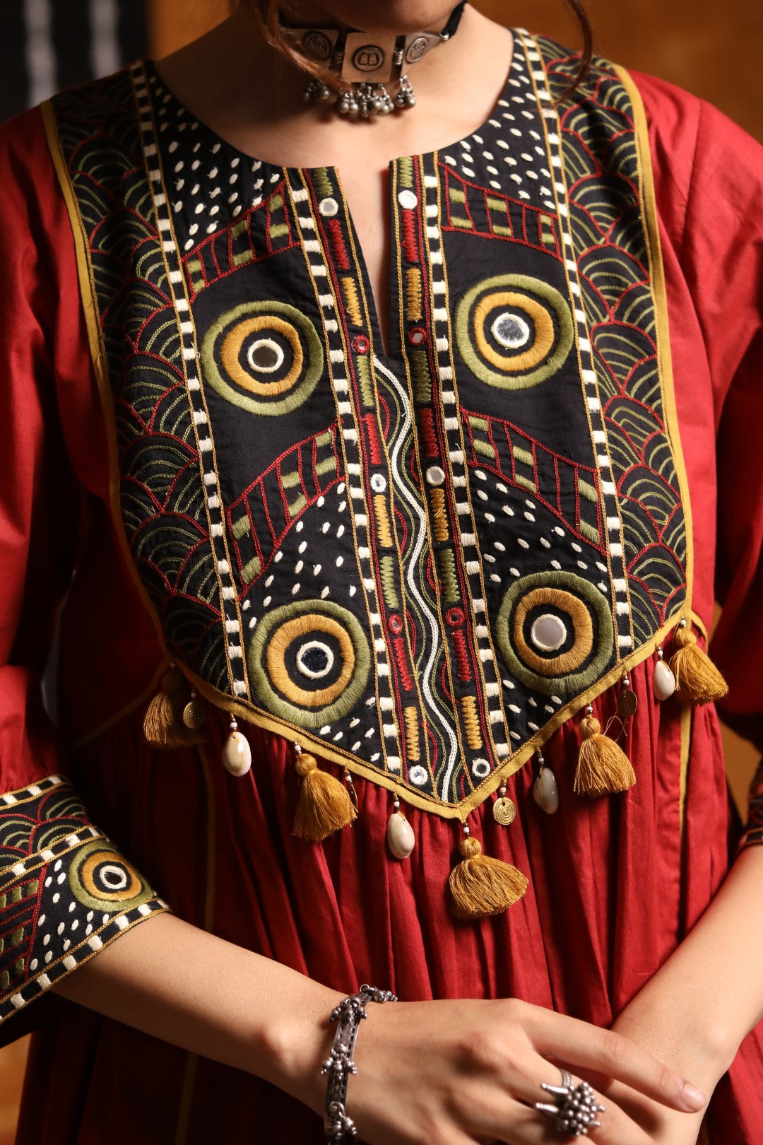 Maroon Tribal Embroidery Cape