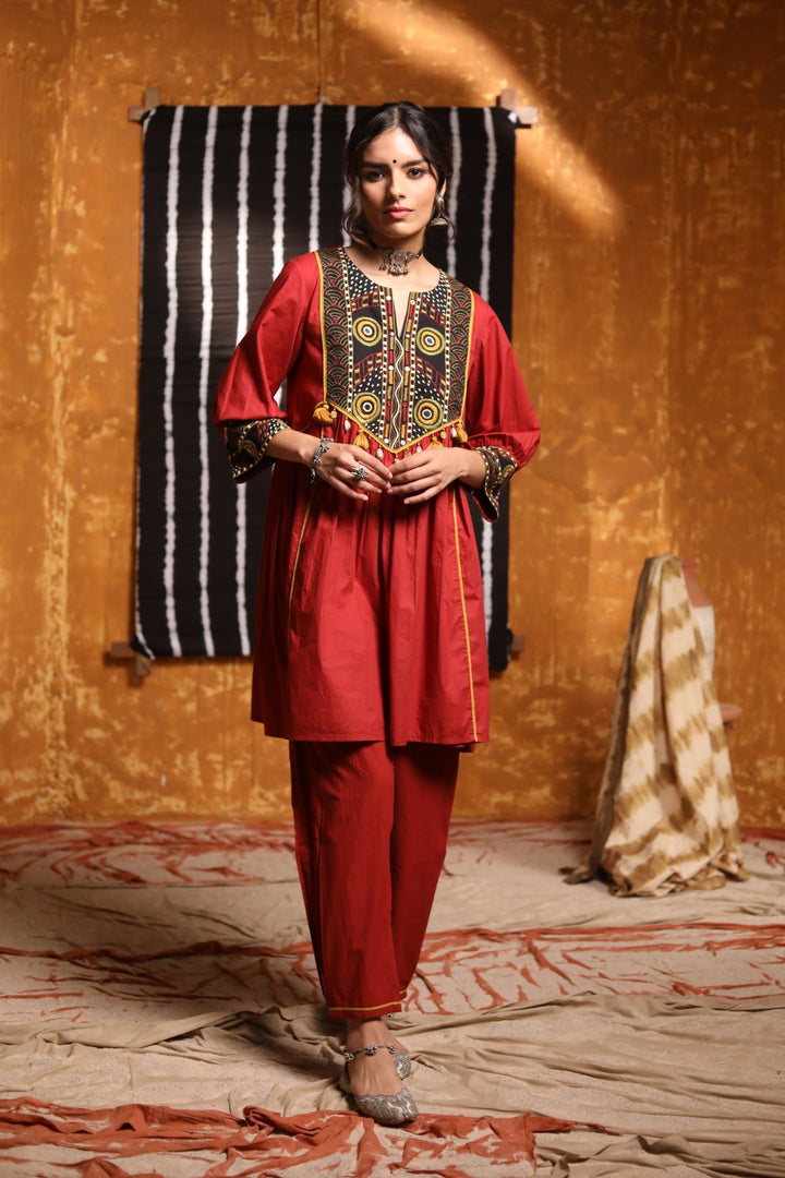 Maroon Tribal Embroidery Cape