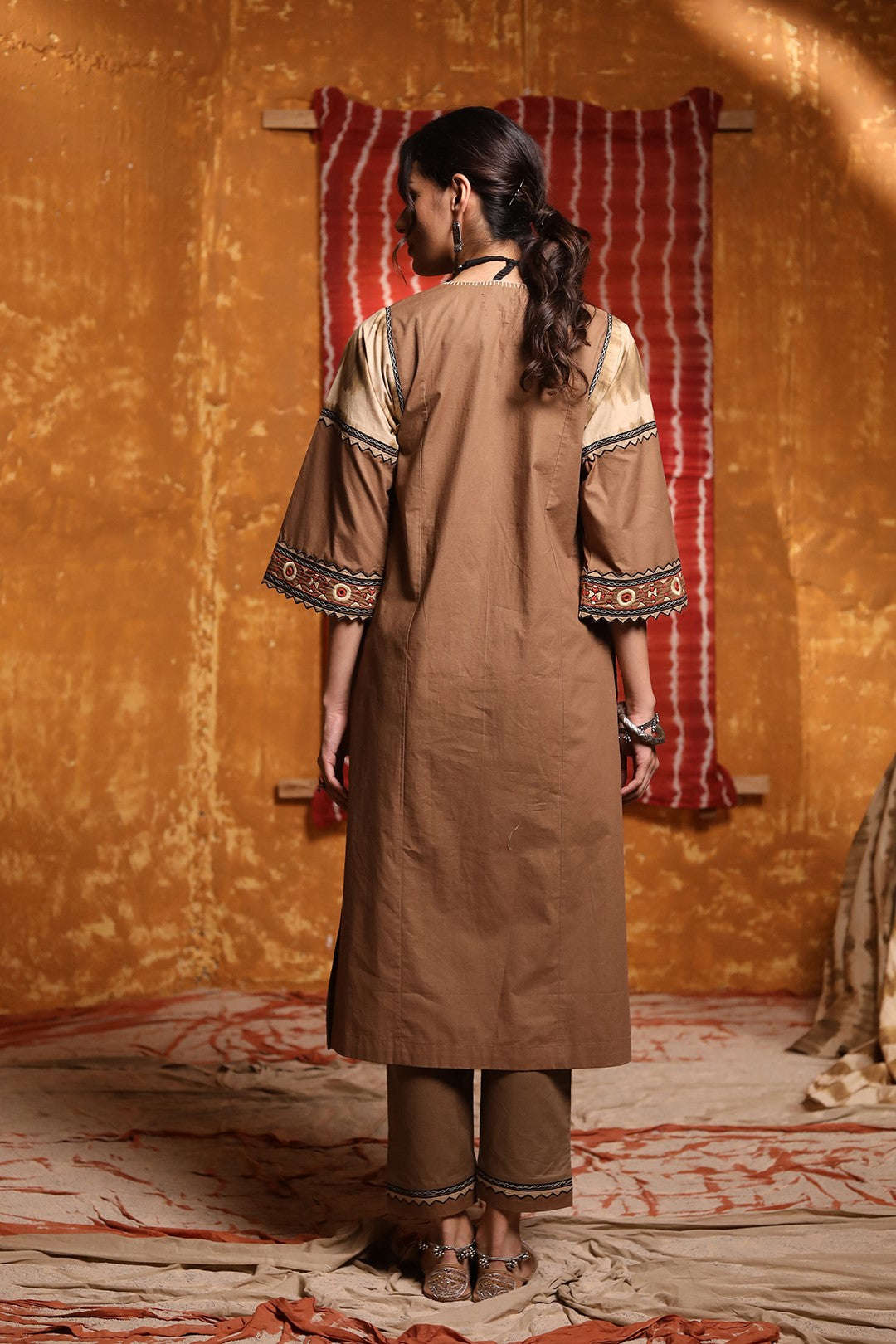 Brown Beige Colour Patch Kurta