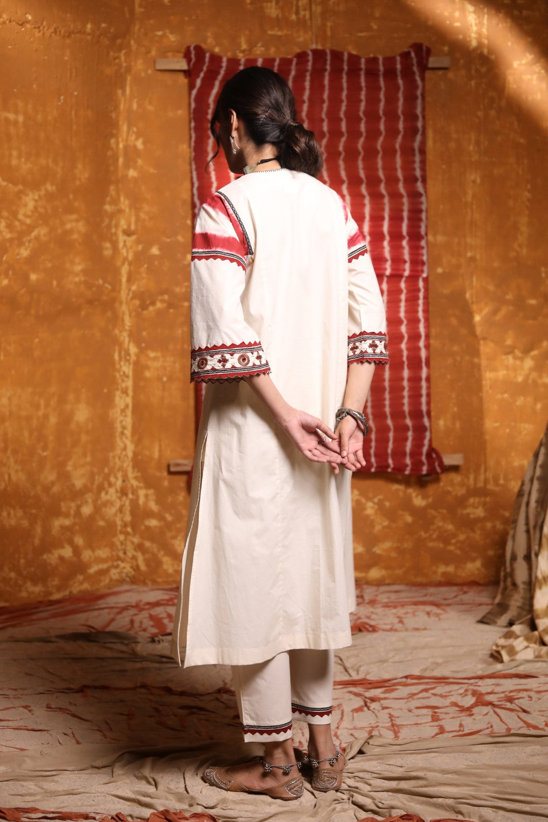 Ivory Tie Dye Patch Kurta