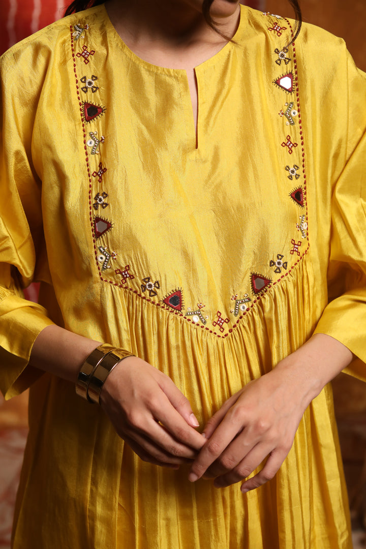 Silk Cape with Studded tribal Motifs cape