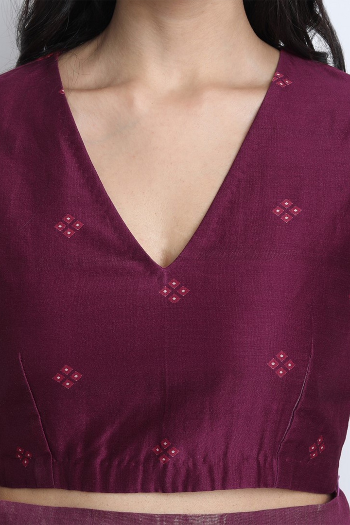 SAREE- WINE CHANDERI WITH GOTA DETAILING JAIMINI SAREE SET